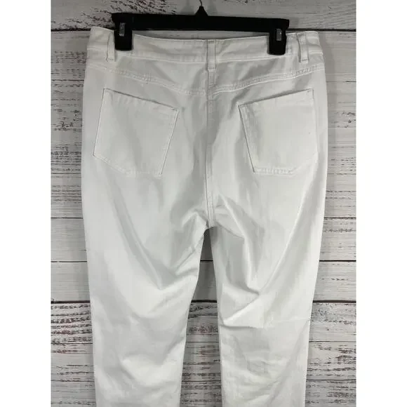 J.McLaughlin Jeans Women's 10 White Straight Leg Five Pocket Denim Pants Casual - Picture 5 of 8
